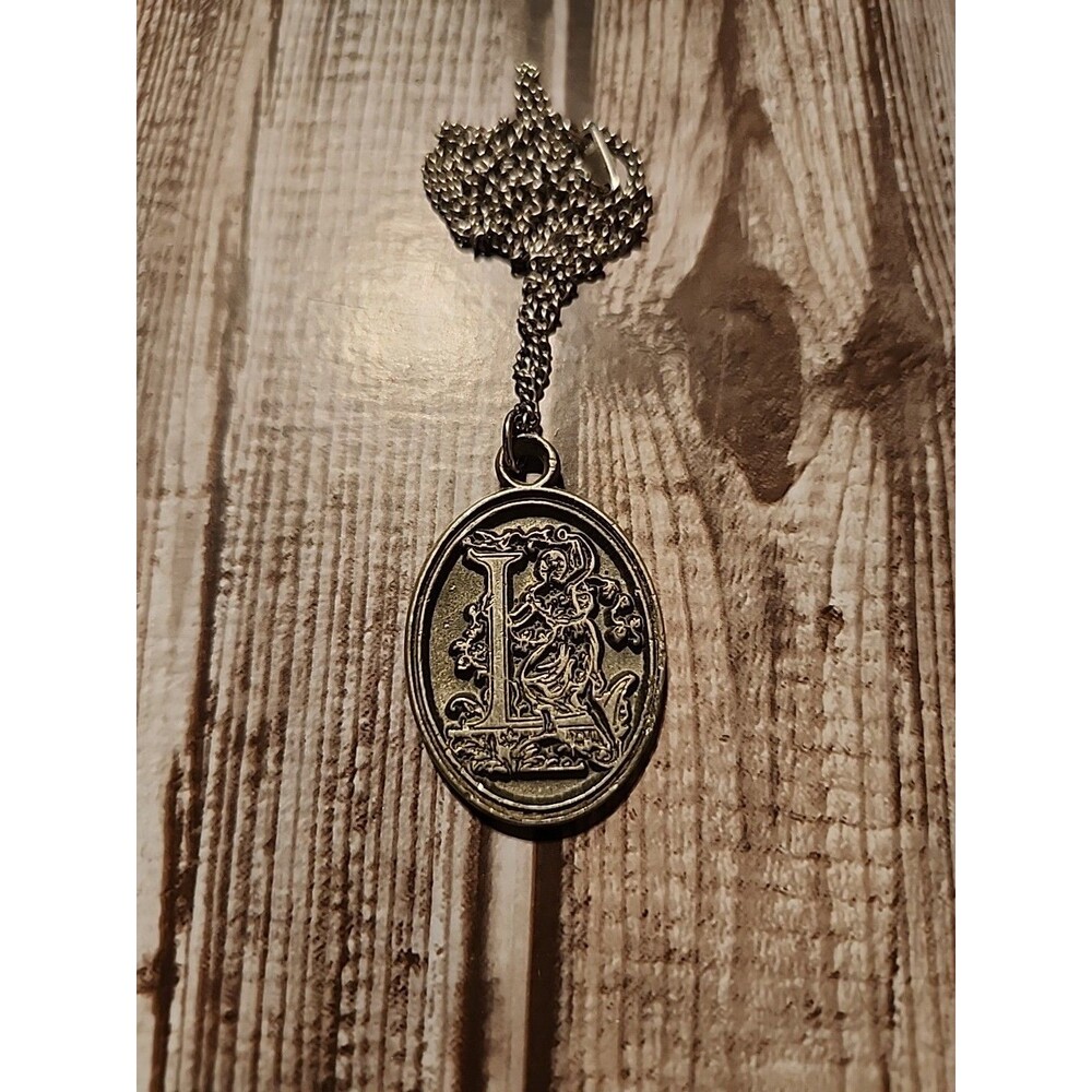 Vintage Solid Pewter Pendant Necklace With "L" Initial